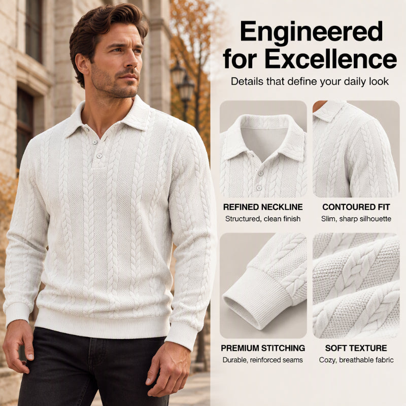 ✨Men's Casual Jacquard Cable Texture Top