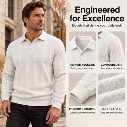 ✨Men's Casual Jacquard Cable Texture Top