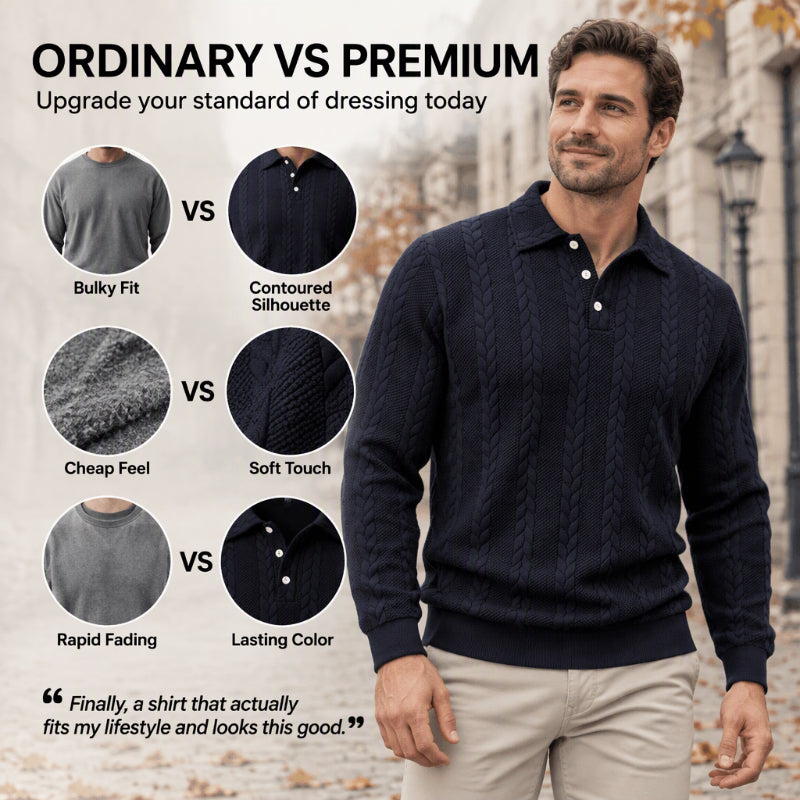 ✨Men's Casual Jacquard Cable Texture Top