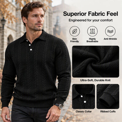 ✨Men's Casual Jacquard Cable Texture Top