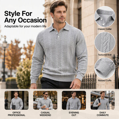 ✨Men's Casual Jacquard Cable Texture Top