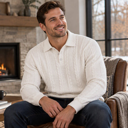 ✨Men's Casual Jacquard Cable Texture Top