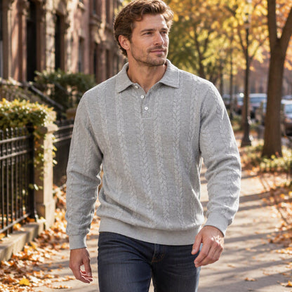 ✨Men's Casual Jacquard Cable Texture Top