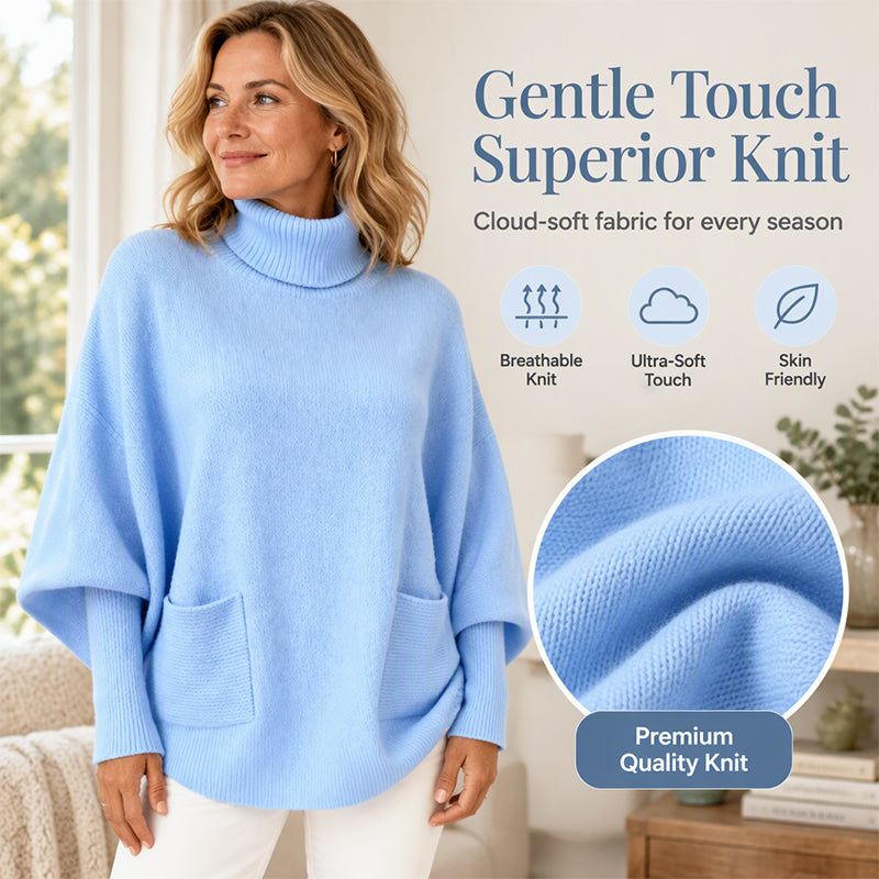 Women's Turtleneck Batwing Sleeve Knit Sweater