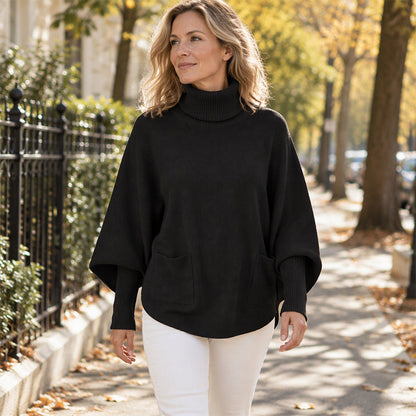 Women's Turtleneck Batwing Sleeve Knit Sweater