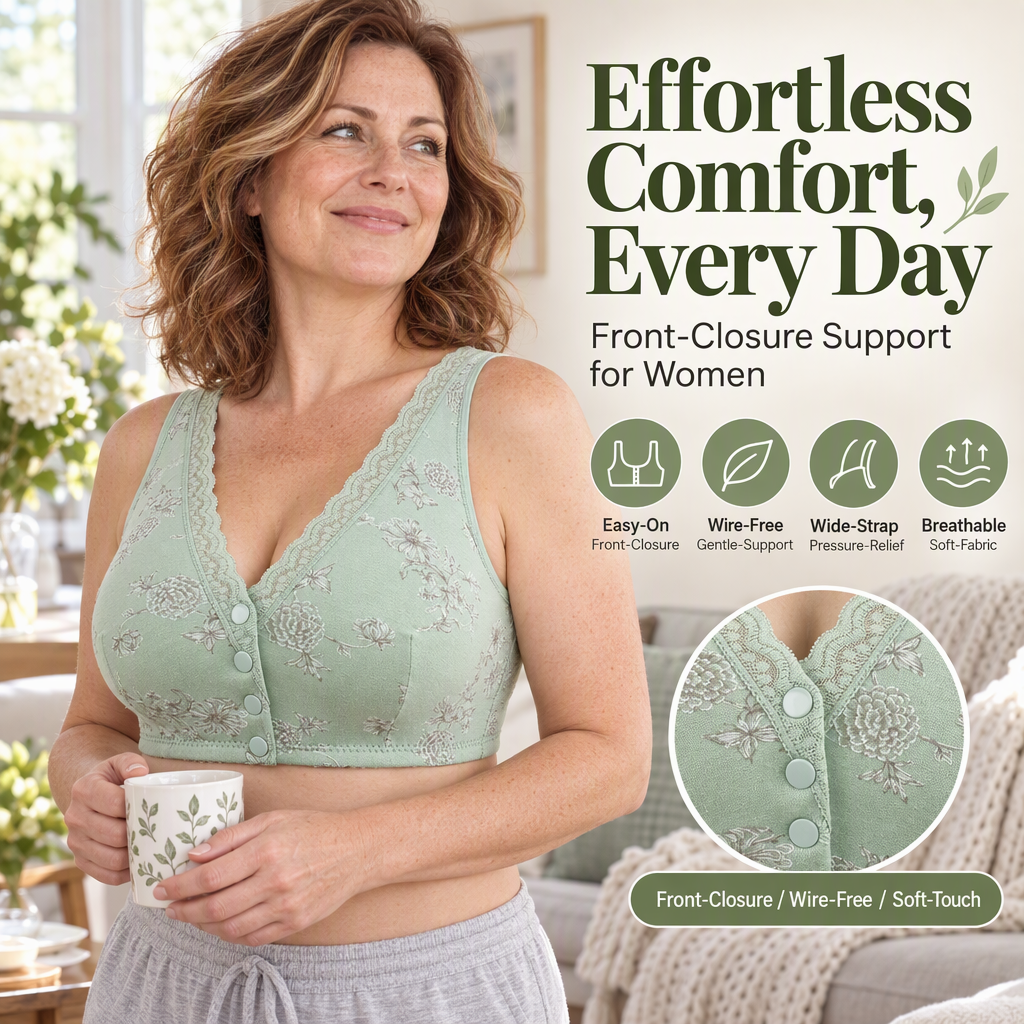 🌸Women's Plus Size Front Button Floral Print Wireless Bra