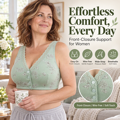 🌸Women's Plus Size Front Button Floral Print Wireless Bra