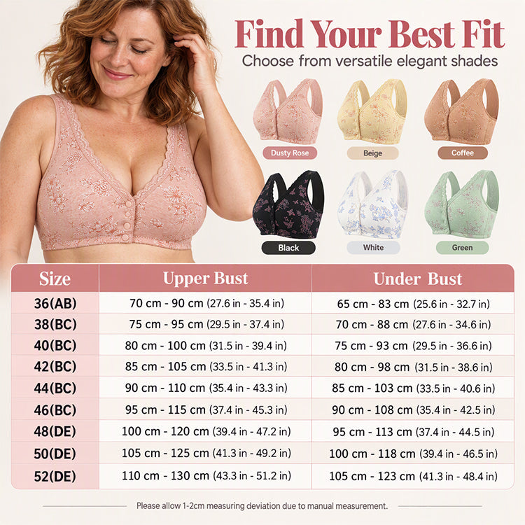 🌸Women's Plus Size Front Button Floral Print Wireless Bra