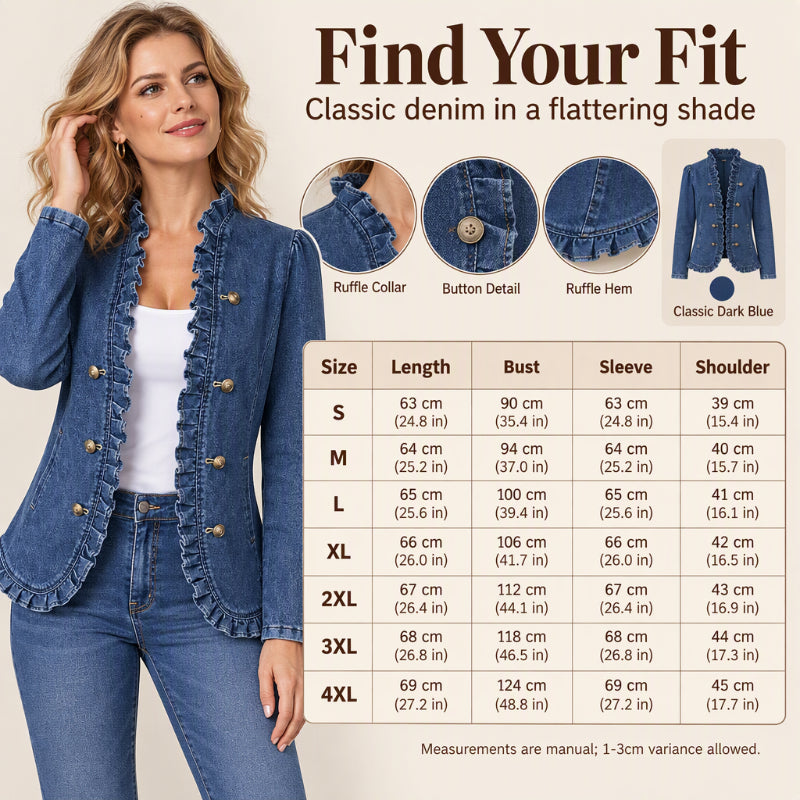 ✨Women's Chic Ruffle Trim Denim Jacket