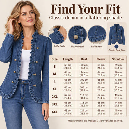 ✨Women's Chic Ruffle Trim Denim Jacket