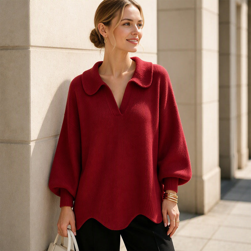 🕊️Women's Elegant V-Neck Sweater with Lantern Sleeves