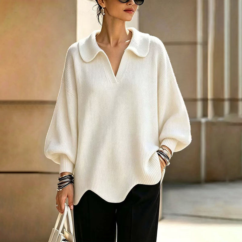 🕊️Women's Elegant V-Neck Sweater with Lantern Sleeves