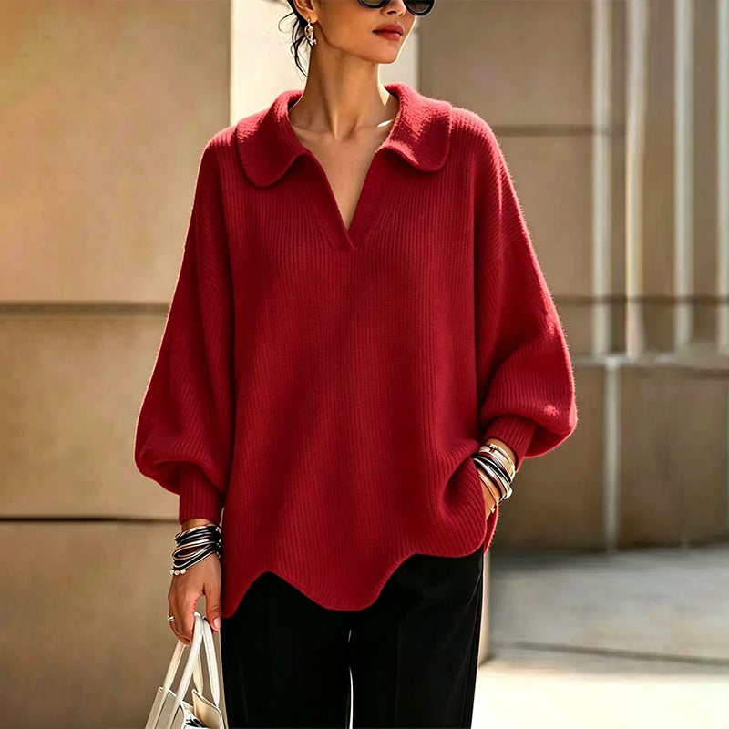 🕊️Women's Elegant V-Neck Sweater with Lantern Sleeves