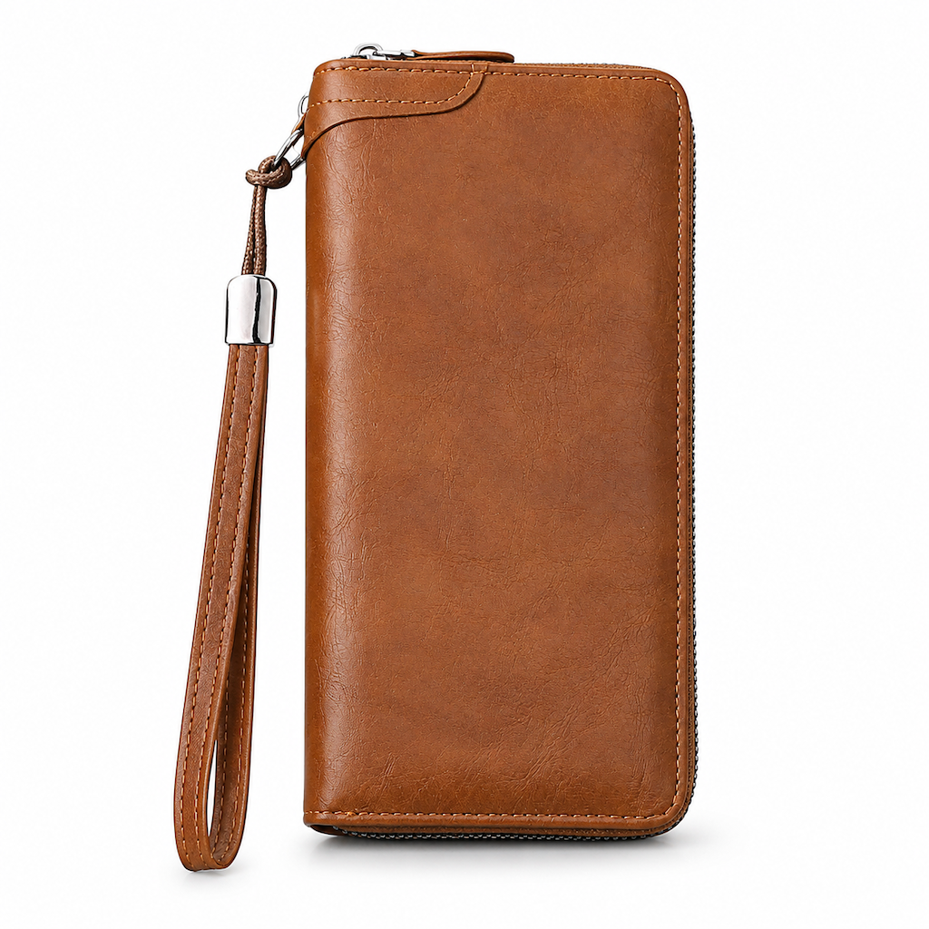 ✈️✨Structured Everyday Clutch Wallet – Rigid Zip, Flat Banknotes, Multi-Compartment, Scratch-Resistant 💳