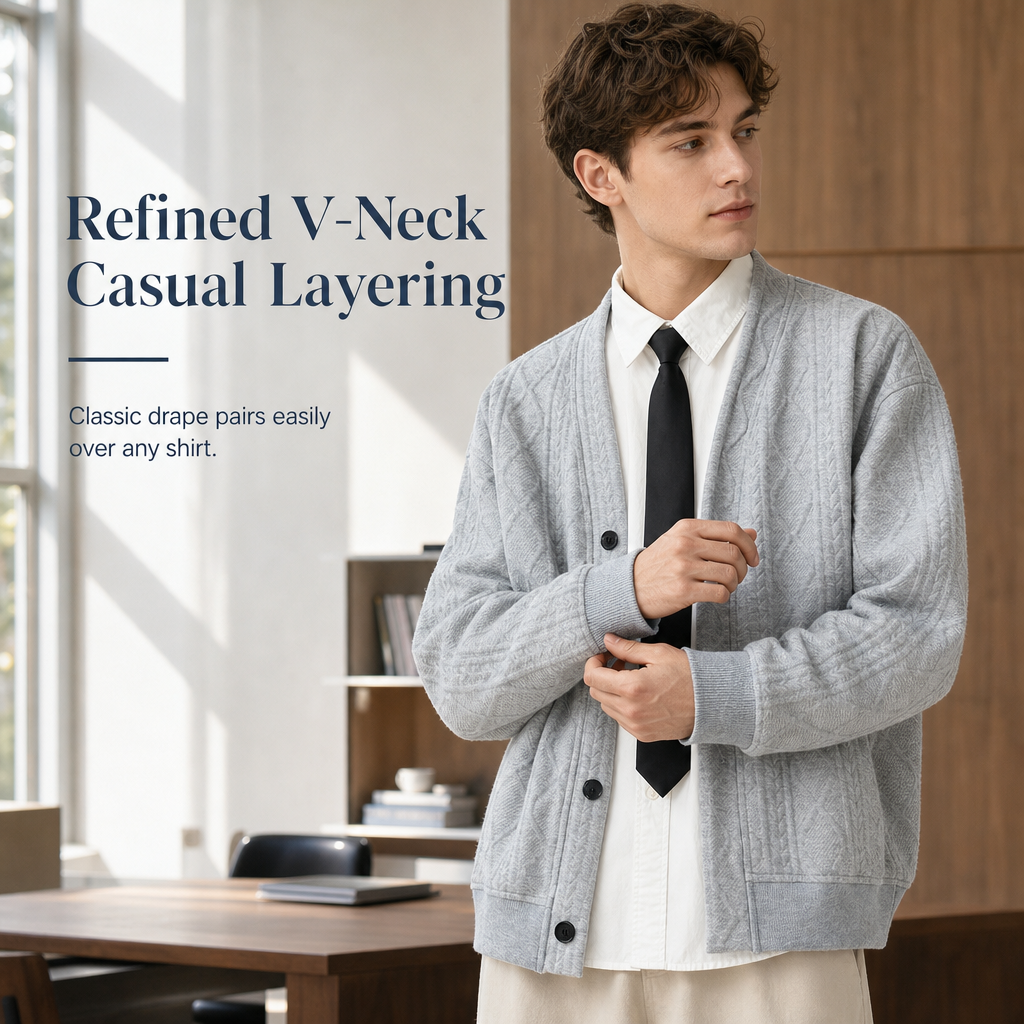 ✨Jacquard Knit Loose Fit Cardigan for Men