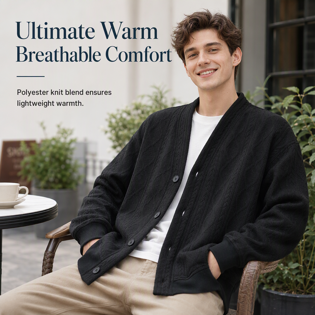 ✨Jacquard Knit Loose Fit Cardigan for Men