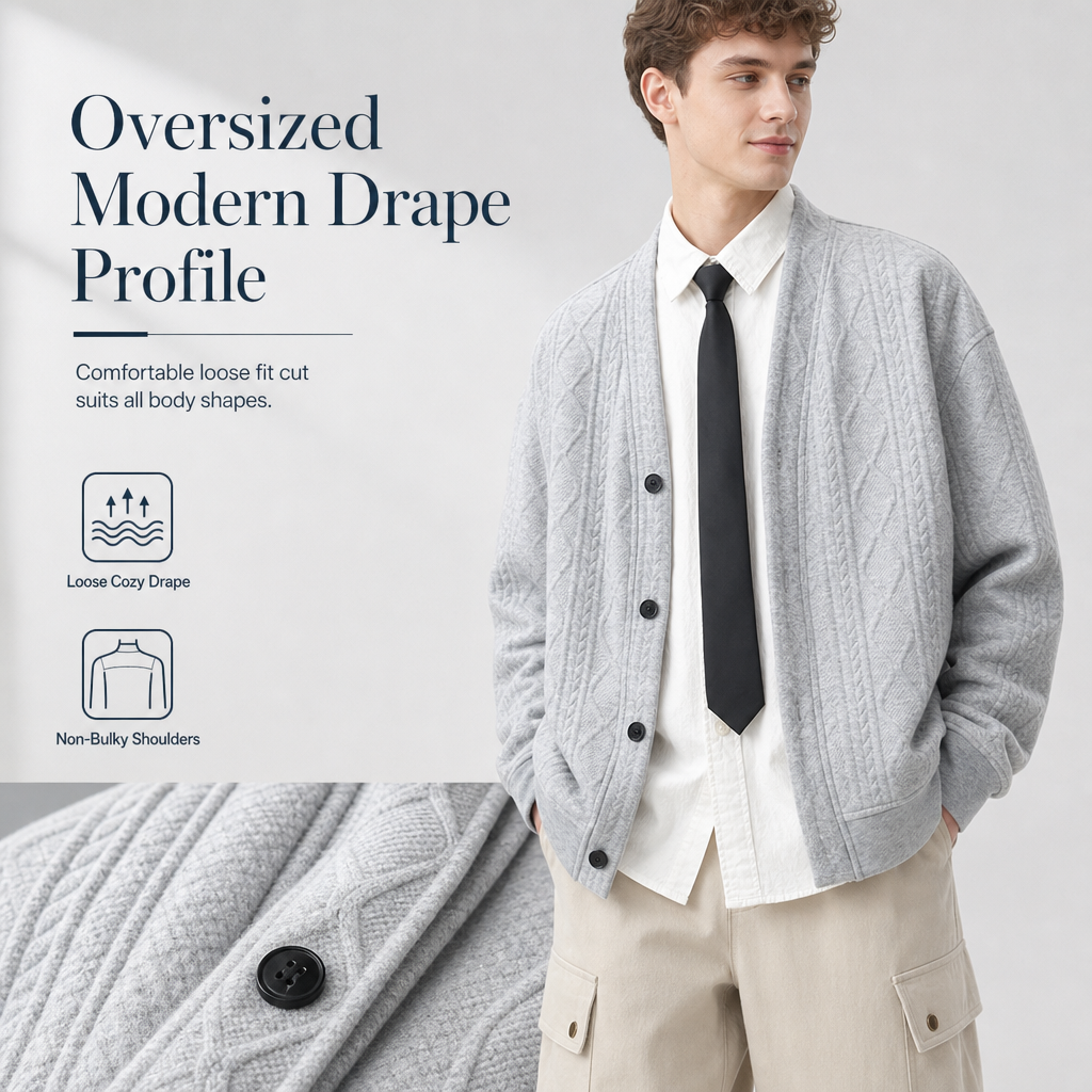 ✨Jacquard Knit Loose Fit Cardigan for Men