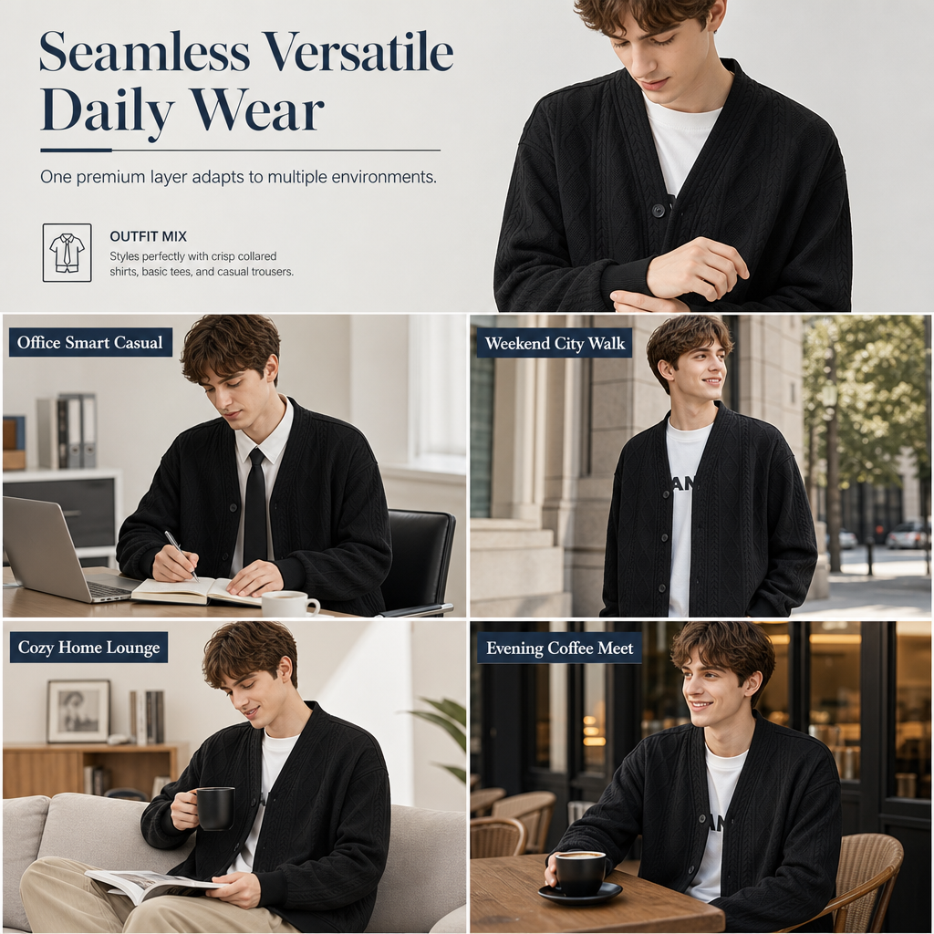 ✨Jacquard Knit Loose Fit Cardigan for Men
