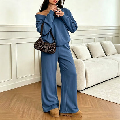 💫Women's Off Shoulder Sweatshirt & Pants Set
