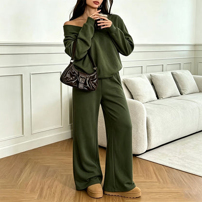 💫Women's Off Shoulder Sweatshirt & Pants Set