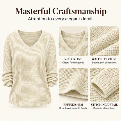 ✨Women's Casual V-Neck Waffle Knit Top