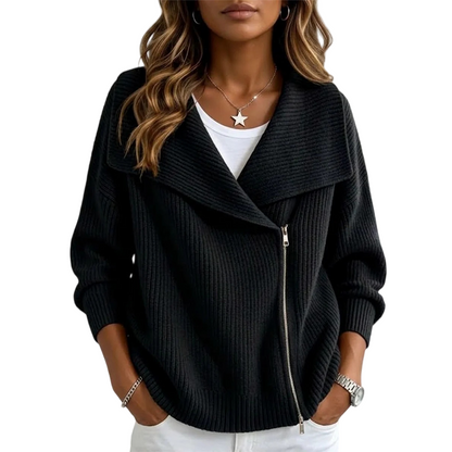🔥LAST DAY SALE 50% OFF💥Women's Chic Asymmetrical Zip Up Sweater Jacket