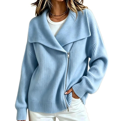 🔥LAST DAY SALE 50% OFF💥Women's Chic Asymmetrical Zip Up Sweater Jacket