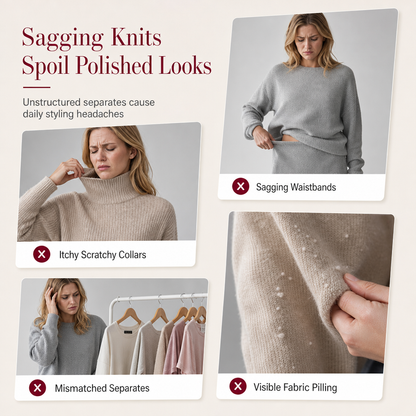 🍂 Women's Solid Color Turtleneck Knit Pullover Sweater and Skirt Set