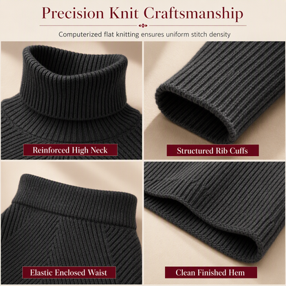 🍂 Women's Solid Color Turtleneck Knit Pullover Sweater and Skirt Set