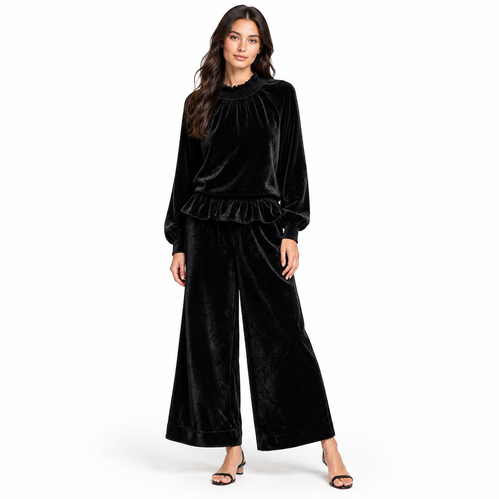 🍂Women's Casual Two Piece Set Long Sleeve Top and Wide Leg Pants Autumn Winter Commuting Outfit