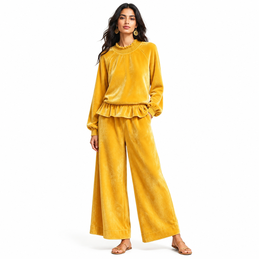 🍂Women's Casual Two Piece Set Long Sleeve Top and Wide Leg Pants Autumn Winter Commuting Outfit