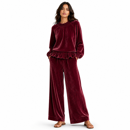 🍂Women's Casual Two Piece Set Long Sleeve Top and Wide Leg Pants Autumn Winter Commuting Outfit