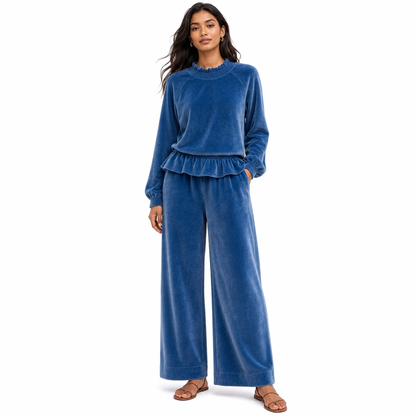 🍂Women's Casual Two Piece Set Long Sleeve Top and Wide Leg Pants Autumn Winter Commuting Outfit
