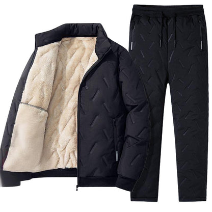 🧥 Polished Look, Cozy Warmth | Men's Stylish Warm Jacket & Pants Two-Piece Set