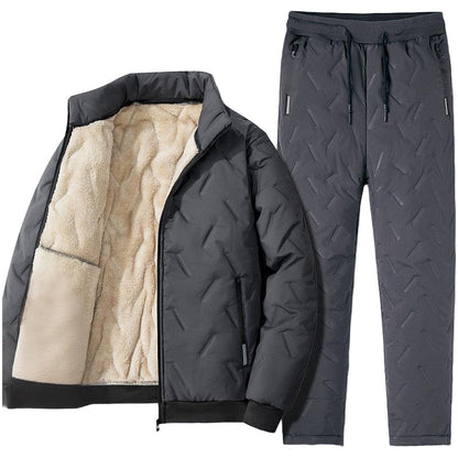 🧥 Polished Look, Cozy Warmth | Men's Stylish Warm Jacket & Pants Two-Piece Set