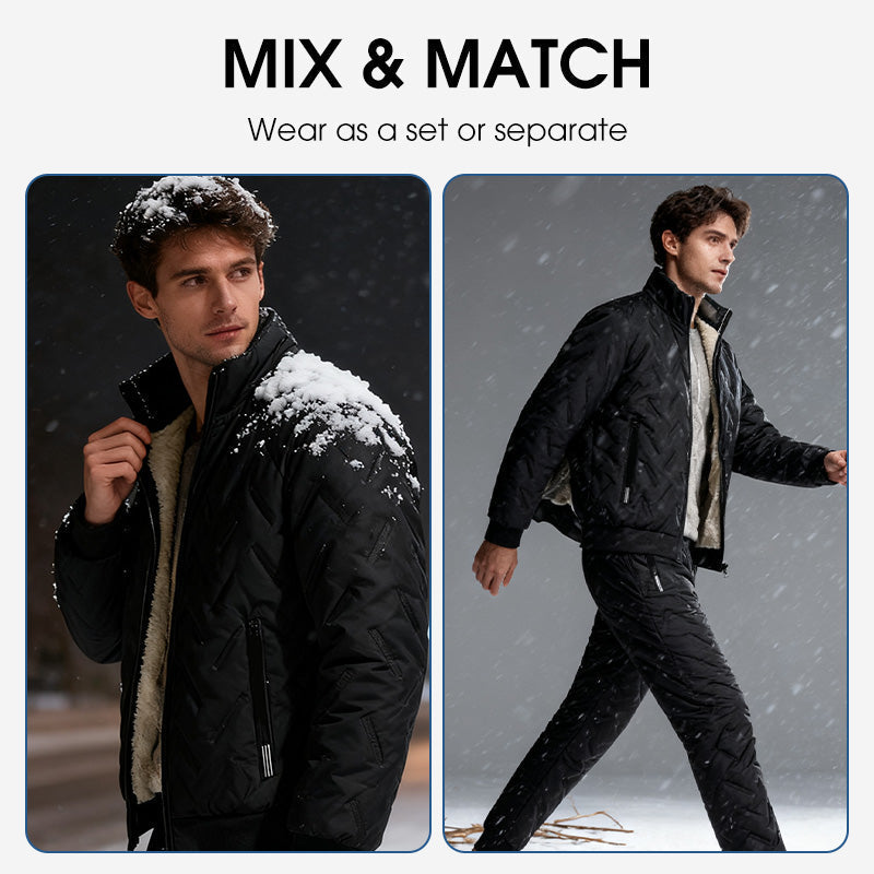 🧥 Polished Look, Cozy Warmth | Men's Stylish Warm Jacket & Pants Two-Piece Set