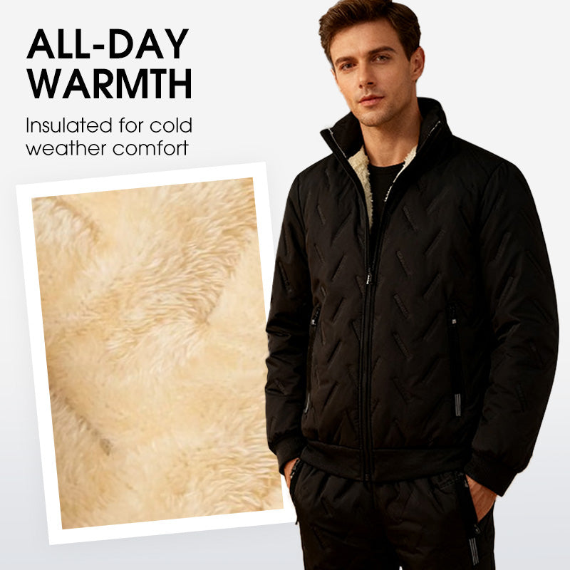 🧥 Polished Look, Cozy Warmth | Men's Stylish Warm Jacket & Pants Two-Piece Set