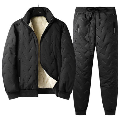 🧥 Polished Look, Cozy Warmth | Men's Stylish Warm Jacket & Pants Two-Piece Set
