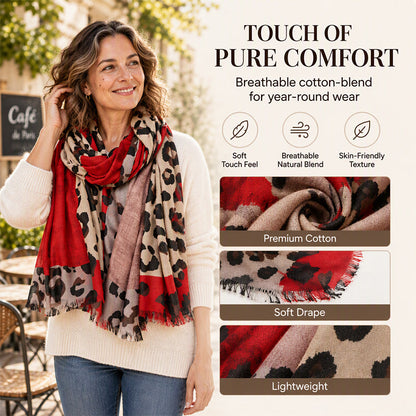 🧣 Easy Styling, Featherlight Comfort | Versatile Lightweight Leopard Print Shawl Scarf