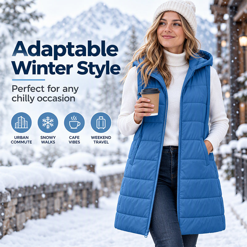 🔥Women's Mid-Length Hooded Padded Vest