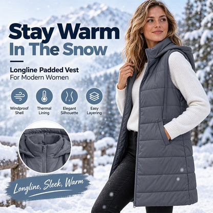 🔥Women's Mid-Length Hooded Padded Vest