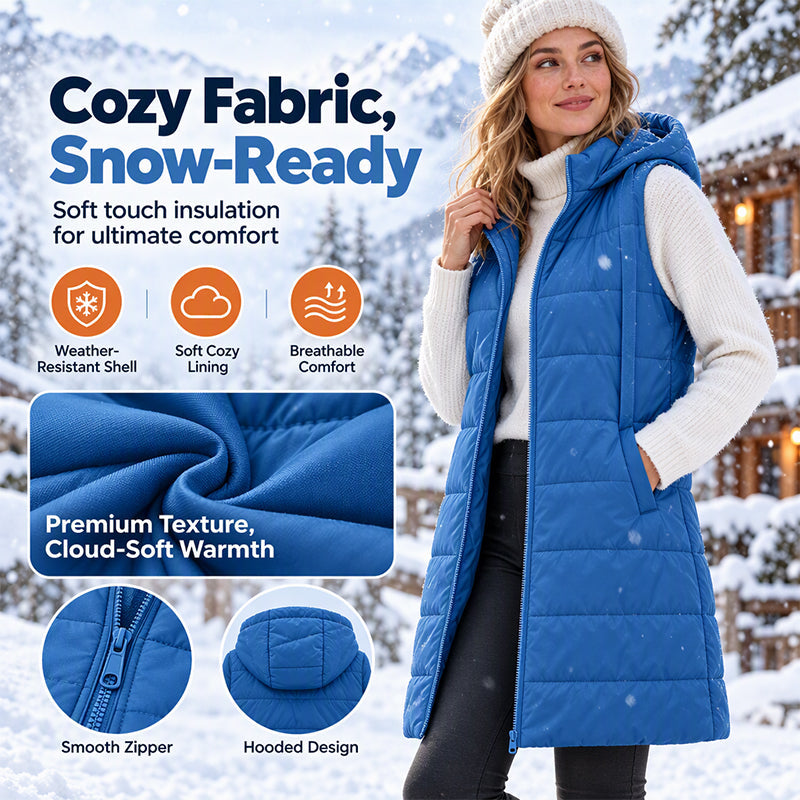 🔥Women's Mid-Length Hooded Padded Vest