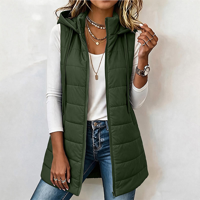 🔥Women's Mid-Length Hooded Padded Vest