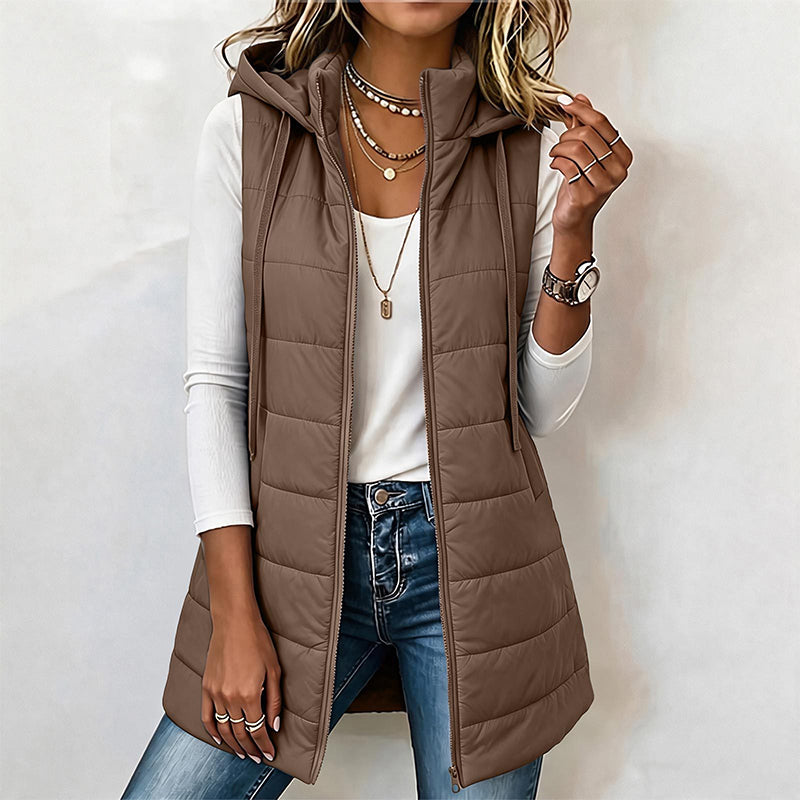🔥Women's Mid-Length Hooded Padded Vest