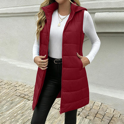 🔥Women's Mid-Length Hooded Padded Vest