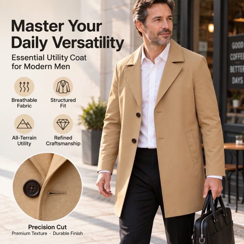 🔥New Fall/Winter Collection 50% Off—🧥🌤️Men's Classic Single-Breasted Trench Coat