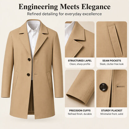 🔥New Fall/Winter Collection 50% Off—🧥🌤️Men's Classic Single-Breasted Trench Coat