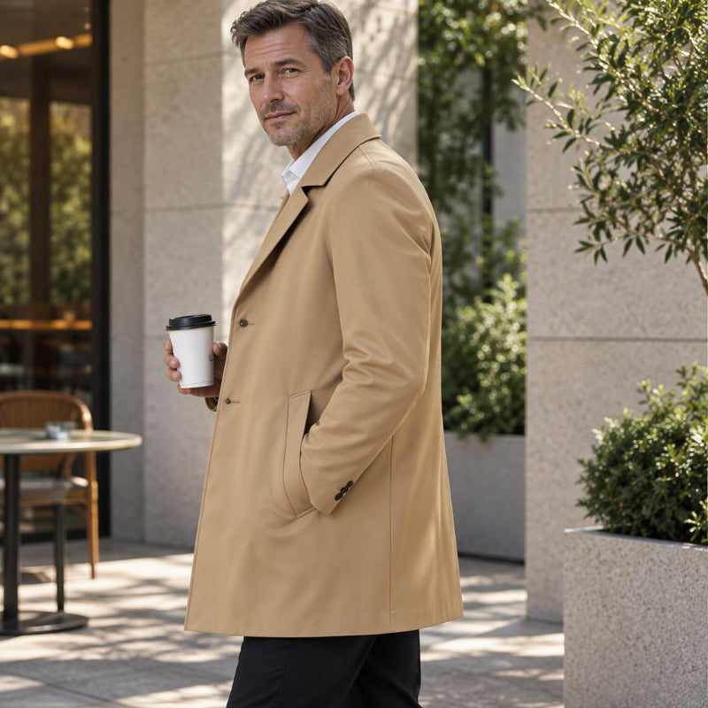 🔥New Fall/Winter Collection 50% Off—🧥🌤️Men's Classic Single-Breasted Trench Coat