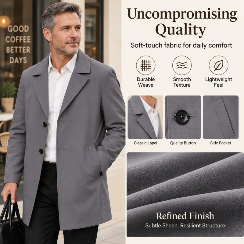 🔥New Fall/Winter Collection 50% Off—🧥🌤️Men's Classic Single-Breasted Trench Coat