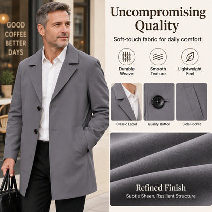 🔥New Fall/Winter Collection 50% Off—🧥🌤️Men's Classic Single-Breasted Trench Coat